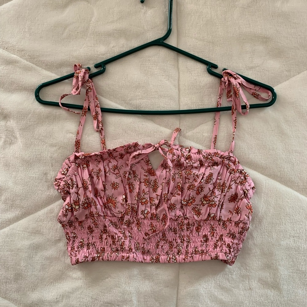 Pink floral crop top